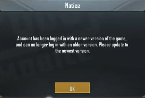 Account has Been Logged in With a Newer Version of The Game Pubg Mobile