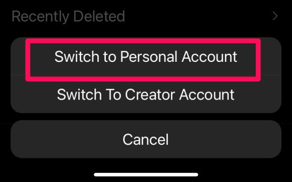 Switch To Personal Account