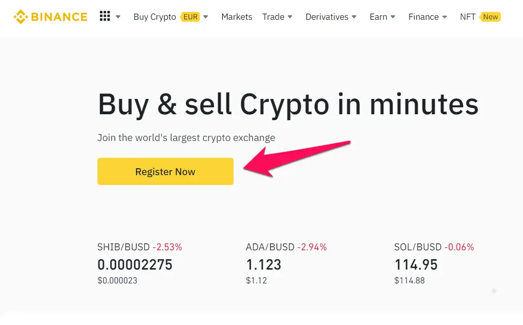  Register Now on Binance