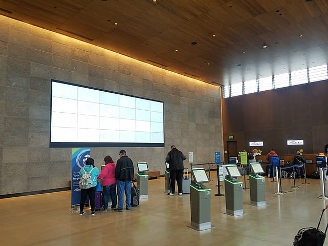 Interior of the passenger terminal in the check-in lobby