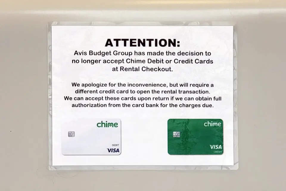 Does Avis Accept Chime Cards